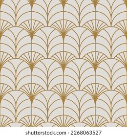 Vintage Art Deco Seamless Pattern. Line art geometric gold shapes. Modern ornaments vector illustration. Gatsby retro elegant background for fabric, wallpaper or wrapping