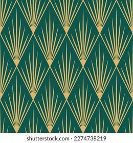 Vintage Art Deco Nahtlose Muster. Geometrische Formen der Linienkunst in Gold. Moderne Ornamente, Vektorgrafik. Gatsby-Retro-eleganter Hintergrund für Stoff, Tapete oder Umhüllung