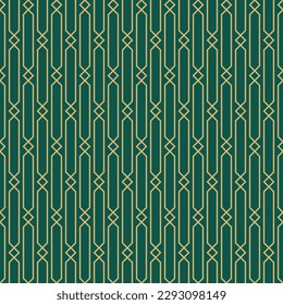 Vintage Art Deco Nahtlose Muster. Geometrische Formen der Linienkunst in Gold. Moderne Ornamente, Vektorgrafik. Gatsby-Retro-eleganter Hintergrund für Stoff, Tapete oder Umhüllung