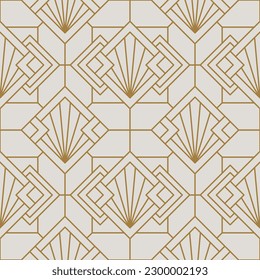 Vintage Art Deco Seamless Pattern. Line art geometric gold shapes. Modern ornaments vector illustration. Gatsby retro elegant background for fabric, wallpaper or wrapping