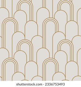 Vintage Art Deco Seamless Pattern. Line art geometric gold shapes. Modern ornaments vector illustration. Gatsby retro elegant background for fabric, wallpaper or wrapping