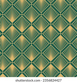 Vintage Art Deco Nahtlose Muster. Geometrische Formen der Linienkunst in Gold. Moderne Ornamente, Vektorgrafik. Gatsby-Retro-eleganter Hintergrund für Stoff, Tapete oder Umhüllung