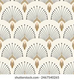 Vintage Art Deco Seamless Pattern. Geometric decorative with circles texture. Retro background. White background