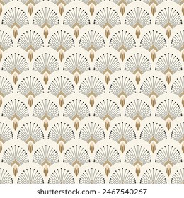 Vintage Art Deco Seamless Pattern. Geometric decorative with circles texture. Retro background. White background