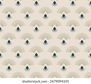 Vintage Art Deco Seamless Pattern. Geometric decorative with circles texture. Retro background. White background