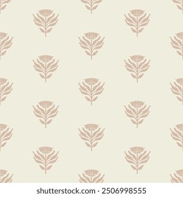 Vintage Art Deco Seamless Pattern. Geometric decorative with abstract flowers. Retro background. Light background