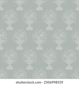 Vintage Art Deco Seamless Pattern. Decorative pattern with flowers. Wallpaper, print, greeting card, wedding. Light background