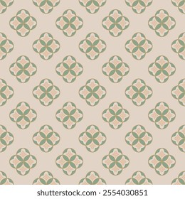 Vintage Art Deco Seamless Pattern. Geometric decorative with abstract elements. Retro background. Light background. Green and orange