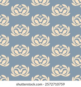 Vintage Art Deco Seamless Pattern. Geometric decorative with abstract flower elements. Retro background. Blue background