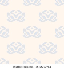 Vintage Art Deco Seamless Pattern. Geometric decorative with abstract flower elements. Retro background. Blue background