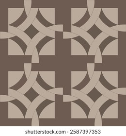Vintage Art Deco Seamless Pattern. Geometric decorative with abstract elements. Retro background. Beige background with red elements. Wallpaper. Parquet. Beige and brown