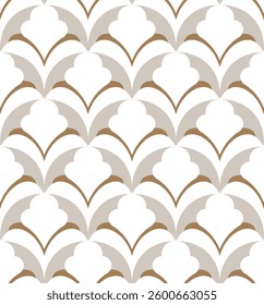 Vintage Art Deco Seamless Pattern. Geometric decorative with leaf and flower texture. Retro background. brown and white background. Brown leaf. Wallpaper