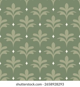 Vintage Art Deco padrão sem emenda. Geométrico decorativo com textura de folha. Fundo retrô. Fundo verde. Folha verde. Papel de parede