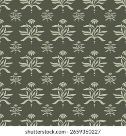 Patrón inconsútil del art déco de Antiguas. Decorativo geométrico con textura de hoja. Fondo retro. Fondo verde. Flor verde y hoja. Fondo de pantalla
