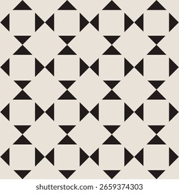 Vintage Art Deco Seamless Pattern. Geometric decorative with abstract elements. Retro background. Black and beige background