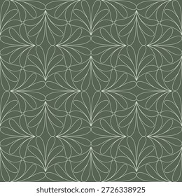 Vintage Art Deco nahtloses Muster. Geometrisches Dekor mit abstraktem grünem Blatt. Retro-Hintergrund.