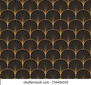 Vintage Art Deco Seamless Pattern. Geometric decorative with circles texture. Retro background.