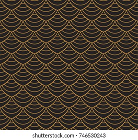 Vintage Art Deco Seamless Pattern. Geometric shell decorative texture. 