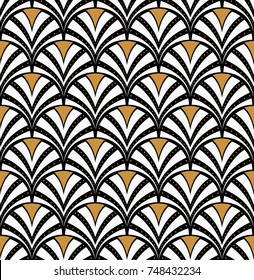 Vintage Art Deco Seamless Pattern. Geometric decorative with circles texture. Retro background.