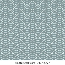 Vintage Art Deco Seamless Pattern. Geometric shell decorative texture. 