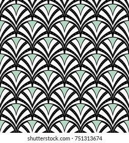 Vintage Art Deco Seamless Pattern. Geometric decorative with circles texture. Retro background.