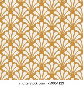 Vintage Art Deco Seamless Pattern. Geometric decorative with circles texture. Retro Sea Shell background.