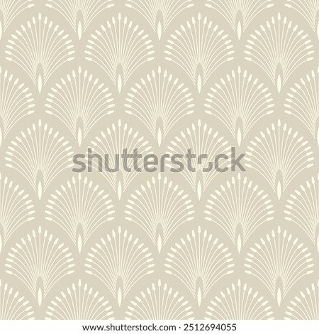Vintage Art Deco Seamless Pattern. Geometric decorative with leaf texture. Retro background. Wallpaper. Beige