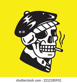 Vintage Art Design Smoking Till Dead Illustration Graphic Tees