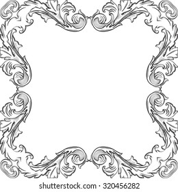 The vintage art frame element on white