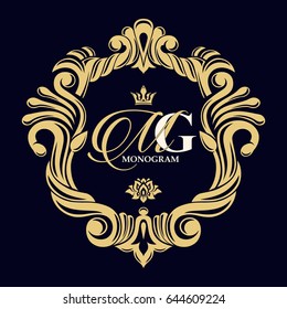 Vintage art frame. Vector template monogram initials. The past. Elegant emblem logo for restaurants, hotels, bars and boutiques. It can be used to design business cards, invitations, booklets.