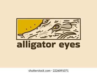 Vintage art illustration design of the alligator face