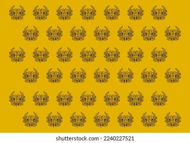 Vintage art illustration design of a bull skull and flowers round it pattern