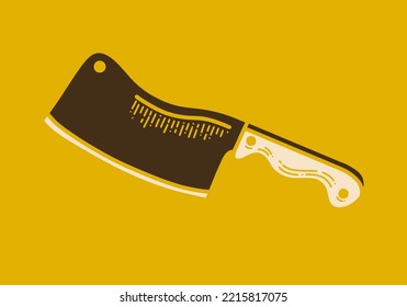 Vintage art illustration design of a butcher knife