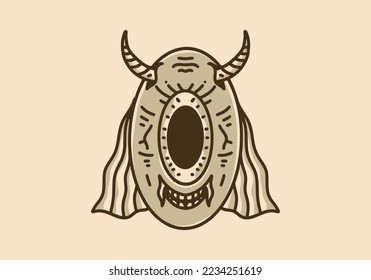 Vintage art illustration design of ghost with one big eyes