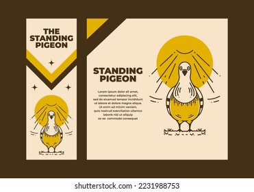 Vintage art illustration design of a standing pigeon