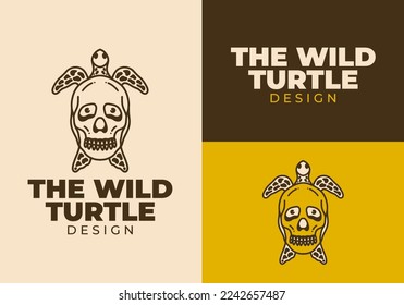 Vintage art illustration design of a wild turtle