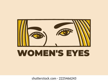 Vintage art illustration design of women's eyes