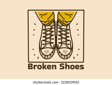 Vintage art illustration of shoes in top view