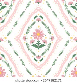 Vintage arte nouveau floral doce e encantador azul cottagecore shabby chique padrão sem emenda repetível para impressão pano de fundo tecido cartões têxteis pano de fundo em arte popular estilo de ilustração decorativa