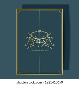 Vintage art nouveau wedding invitation card mockup vector