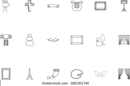 Vintage art objects black color set outline style