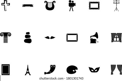 Vintage art objects black color set solid style