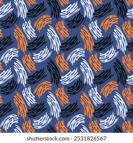 Vintage art seamless pattern with brush strokes. Vector illustration for print, fabric, cover, packaging, interior decor, blog decoration and other your projects.
