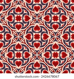 Vintage art seamless pattern. Art forms are grouped and arranged in a specific order. Vector image for print, textile, packaging, interior design and your other projects.
