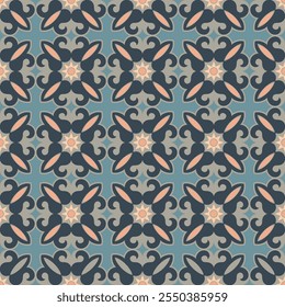 Vintage art seamless pattern. Art forms are grouped and arranged in a specific order. Vector image for print, textile, packaging, interior design and your other projects.