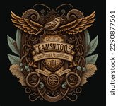 Vintage art style design with eagle wings in vector illustration