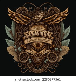 Vintage art style design with eagle wings in vector illustration