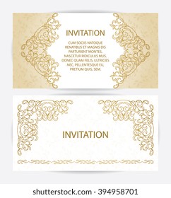 Vintage art traditional, Islam, arabic, indian, elements. Vector decorative retro greeting card or invitation design.