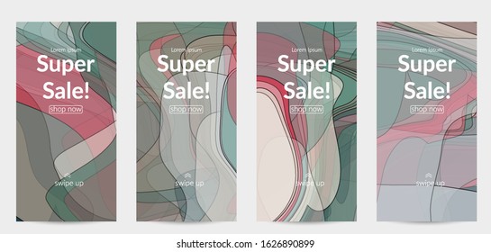 Vintage art with transparent overlapping shapes creating vector mixture of acrylic paint or watercolor random splashes. Retro design for wedding invitation. Valentine’s day card. Abstract wallpaper.