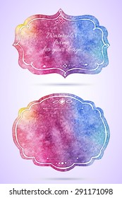 Vintage artistic frames. Watercolor background. Hand drawn background. Vector illustration